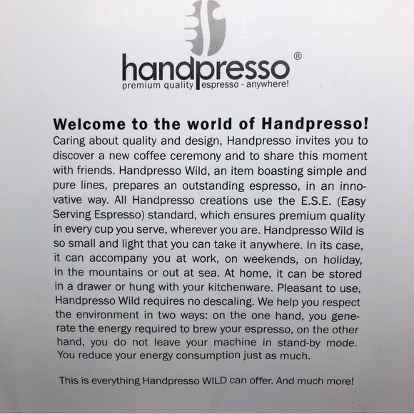 Handpresso Wild Espresso Machine hand black on the go PARTS - Picture 12 of 12